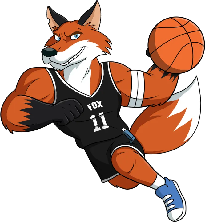 Raposa dos Crias enterrando uma bola de basquete